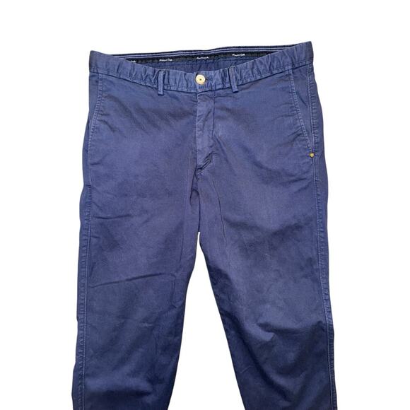 Massimo Dutti Men’s US 31 Navy Blue Slim Fit Khaki Chino Trousers Work Casual - Picture 5 of 11